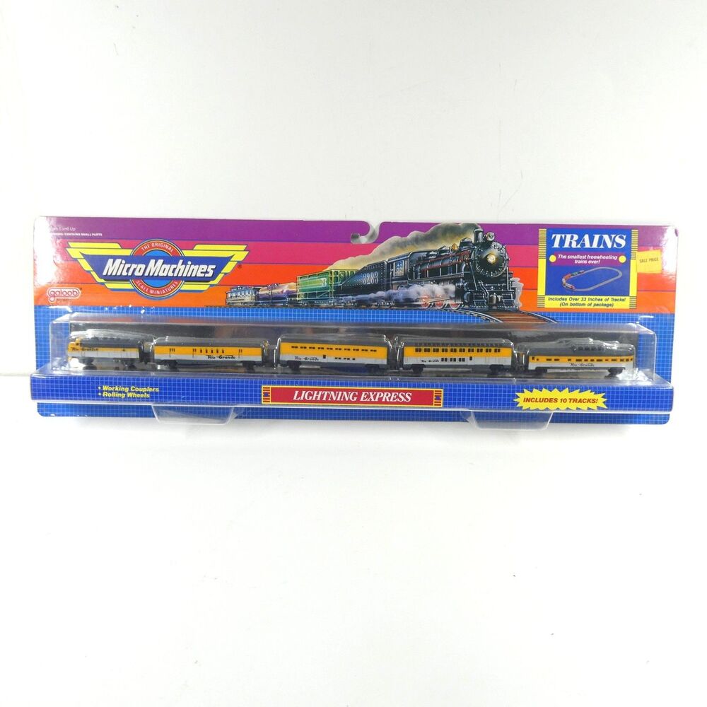 Micro Machines Lightning Express Rio Grande Train Cars Set Galoob 1989 Vintage